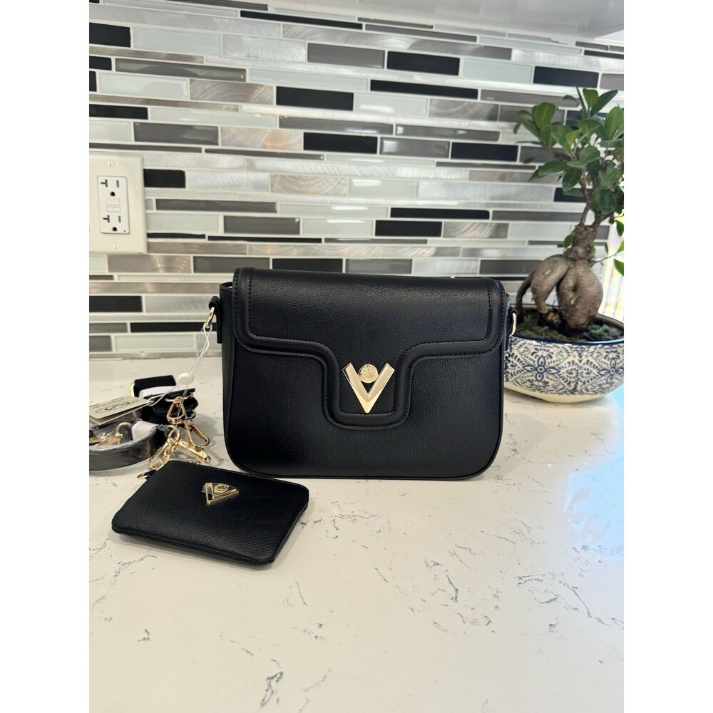 Valentino Orlandi Black Satchel Bag with Matching Wallet and Crossbody Strap